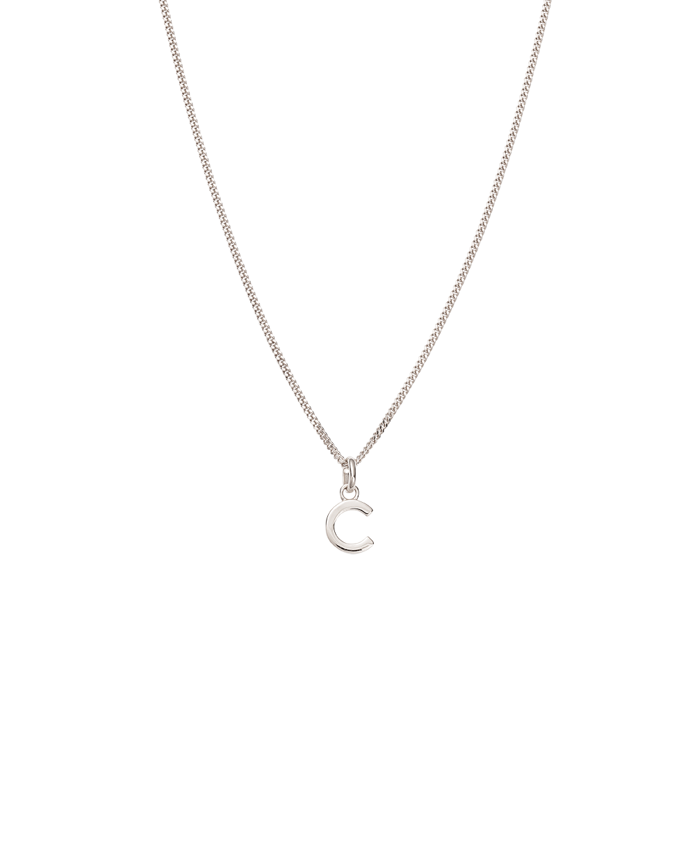 Diamond Letter C Necklace 1/10 ct tw Round-cut Sterling Silver 18